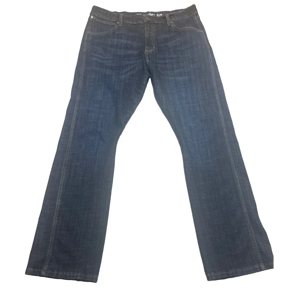 Wrangler Retro Jeans Men 36x34 Slim Boot Cut Blue Denim Workwear Rodeo Stretch